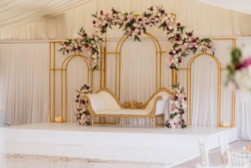 Golden arch structure rental for events